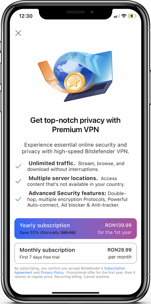 Bitdefender Premium VPN plans