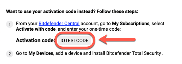 Bitdefender activation code
