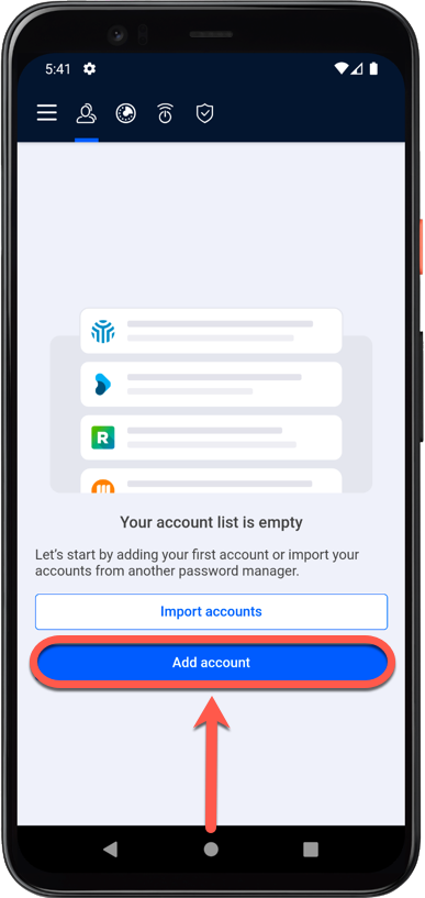 How to install Bitdefender Password Manager on Android - Add account
