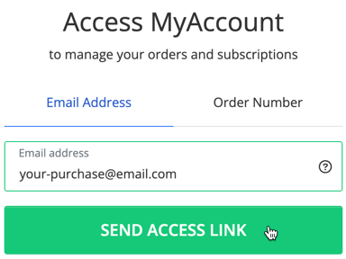 Send access link - Zoek uw bestelling op om de Bitdefender Activeringscode te vinden