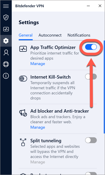 de functie App Traffic Optimizer